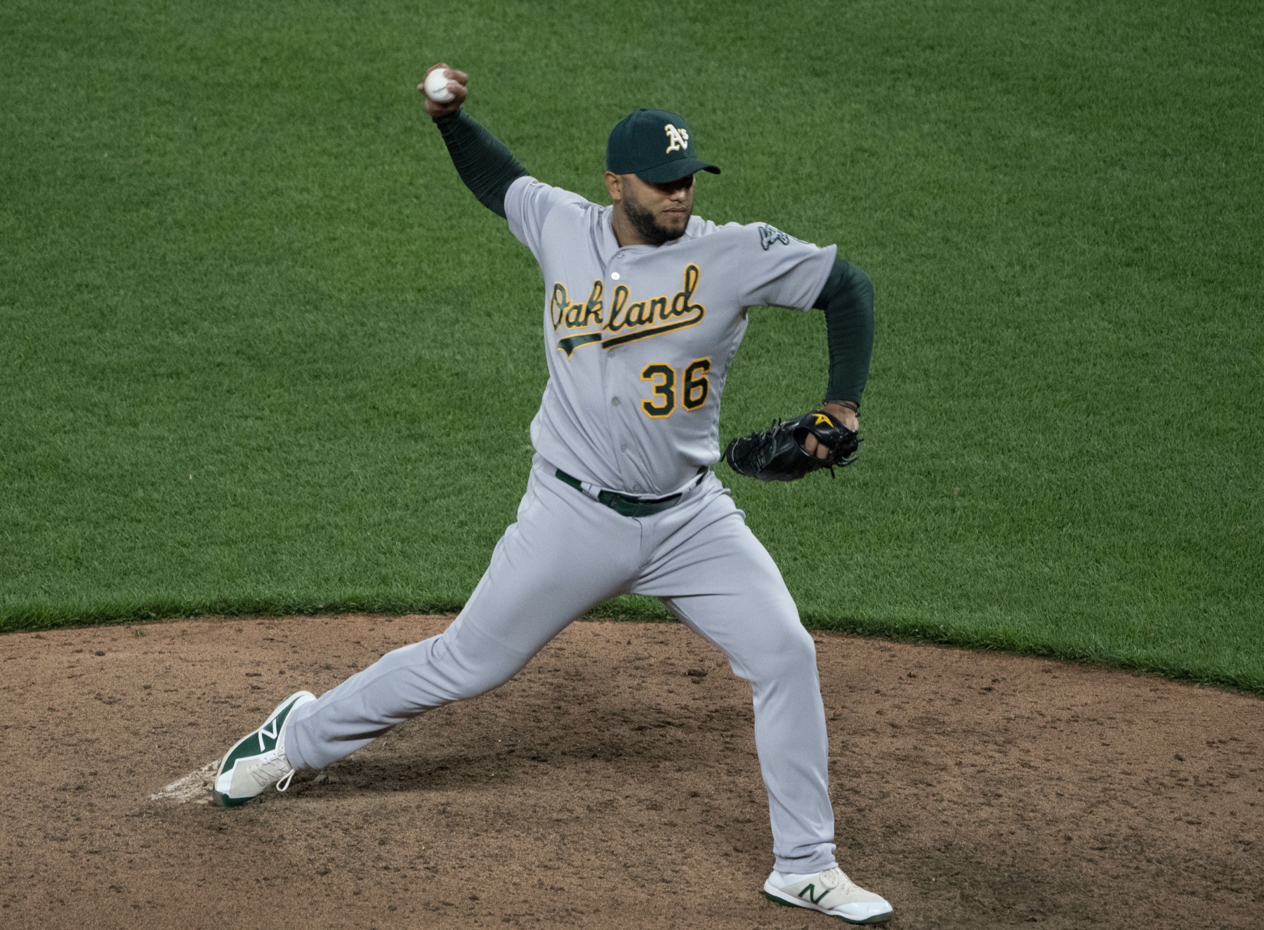 Yusmeiro Petit pitching for the Oakland Athletics